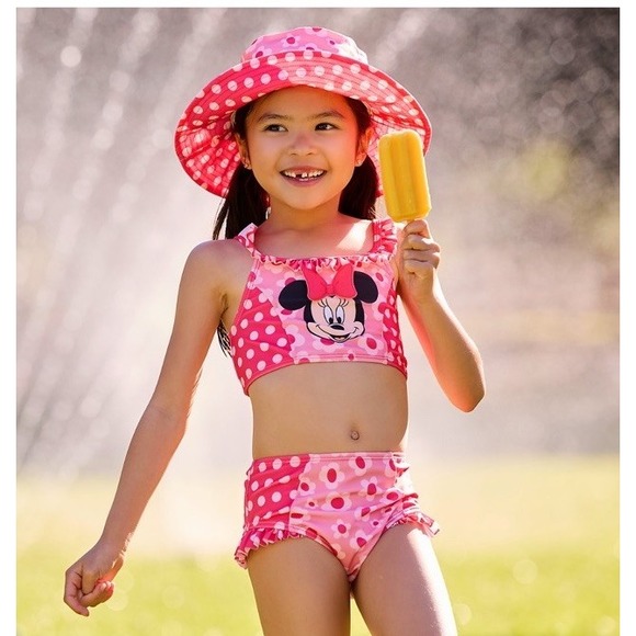 Disney Store Minnie Mouse Pink Swimsuit Girls Bikini Set Sz3 UPF 50+ - Picture 7 of 10